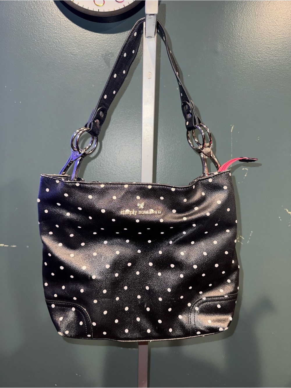 Simply Southern Black Polka Dot Shoulder Tote